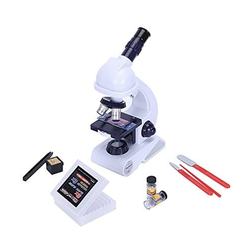 Microscope kit for children,microscope for beginners,80X,200X and 450X Magnifier, Children's Science Toys,Educational Toys,Birthday Gifts White