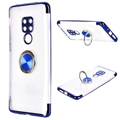 Compatible with Huawei Mate 20 Case with Ring Blue, Slim Finger Grip Cover with Ring Stand Holder 360 Degree Rotating Kickstand for Car Magnetic Mount Shockproof Skin Compatible with Huawei Mate 20