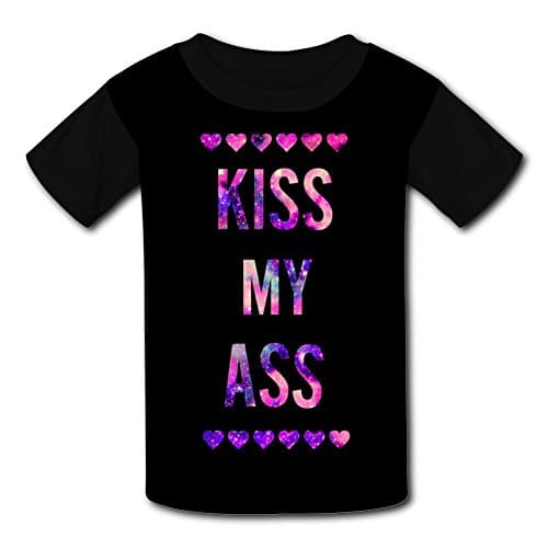 Crew Neck 100% Polyester Fiber Soft Short Sleeve Top Tee Shirt For Unisex Kid,Print Kiss My Ass Xl