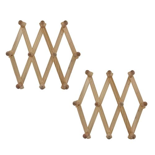Junipers Expandable Wooden Hat Mug Coat Office Wall Rack, Pack of 2 (HT980