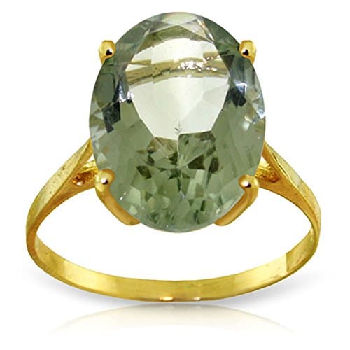 ALARRI 7.55 CTW 14K Solid Gold Ring Natural Green Amethyst With Ring Size 5