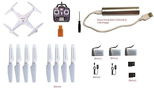 Latest SYMA X5C Explorers 2.4G 4CH 6-Axis Gyro RC Quadcopter With HD Camera EXTRA battery, blades, SD card, charger and power bank