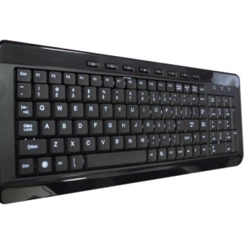 ERGOGUYS W9868BL / A4Tech Black USB Wired Slim Keyboard W/ Blue LED