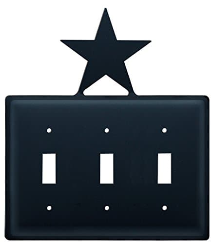 Iron Star Triple Switch Cover - Black Metal