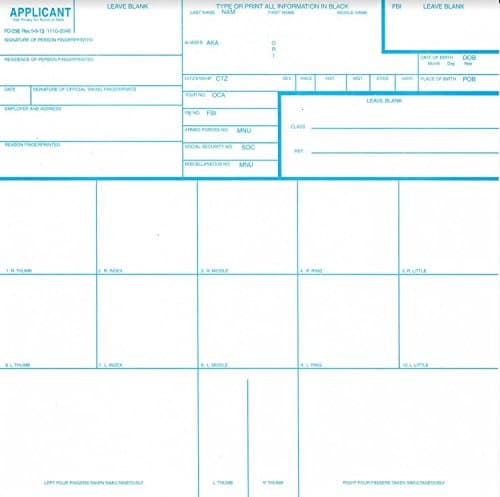 Fingerprint Cards, Applicant FD-258, 3 pack