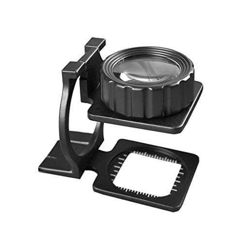 Helping Hand 20X Metal Mini Magnifier with Ruler Folding Scale Cloth Optical Glass Lenses Magnifying Glass Loupe70 x 40 x 28m for Soldering, Assembly, Repair, Modeling, Hobbies