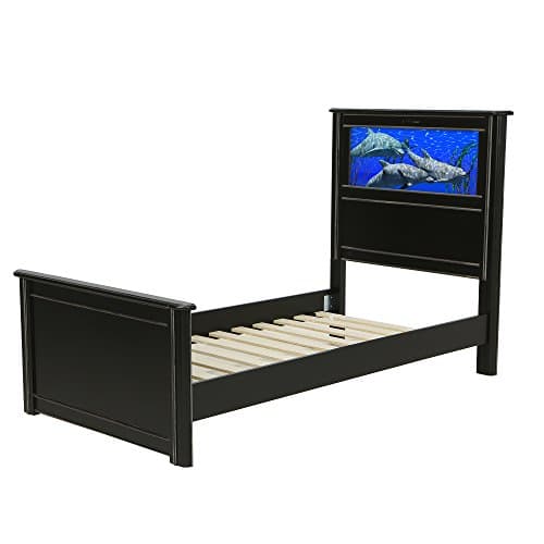 LightHeaded Beds 20321 Riviera Twin Bed with Changeable Back-Lit LED Imagery Headboard, Satin Black