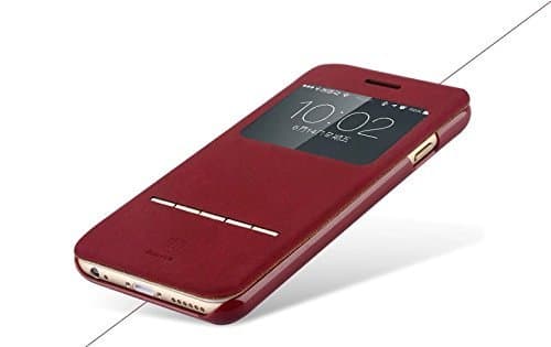 iPhone 6 Case,MAKEIT Luxury Terse Leather Case Folio Flip Cover Supporting Function Suction Magnetic Design for IPhone 6 (4.7) Inch (Wine Red)