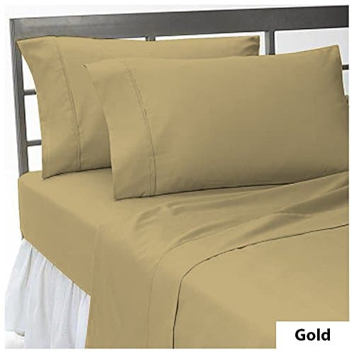 3 PCs Fitted Sheet Set 11 inch Deep Pocket 100% Egyptian Cotton 800 TC Solid pattern Size Twin XXL Color Gold