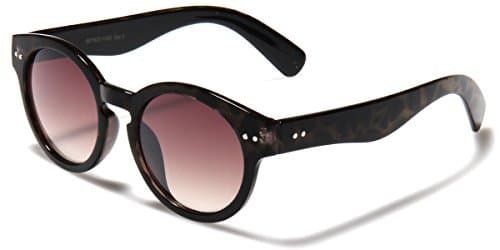 Round Retro Horn Rimmed Sunglasses Small-Medium Size LEOPARD