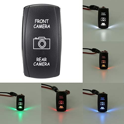 Cocas Universal Car 12V 7 Pins Front Camera Rear Camera Switch LED DPDT ON-Off-ON Rocker Switches RV Boat
