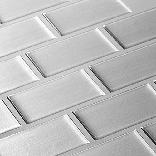 Dandy Homes Peel and Stick Tile Backsplash Stick-on Self-Adhesive Wall Tiles for Kitchen and Bathroom By (Steel Subway, 6 Pack)