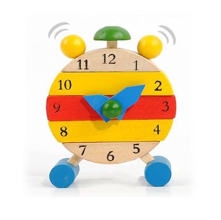 Baby Wooden Learn Time Clock Educational Developmental Disassembly Toy