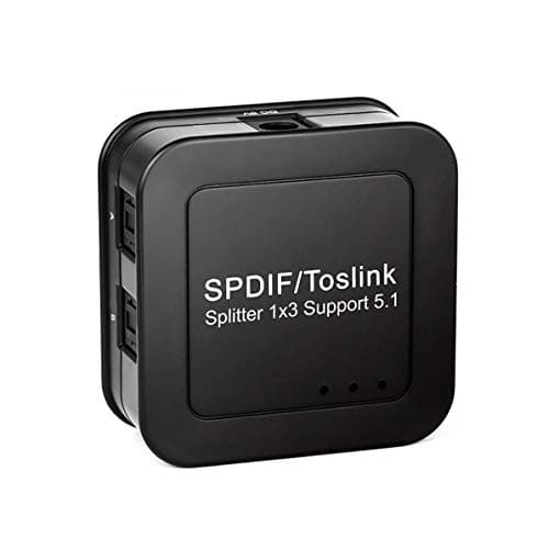 ROOFULL SPDIF TOSLINK Digital Optical Audio 1x3 Splitter (One Input 3 Outputs)