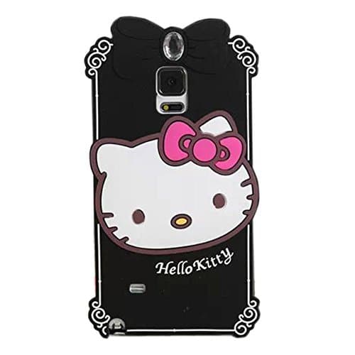 Hello Kitty Silicone Case for Samsung Note 4,MODEFAN Fashion With Bow and Crystal 3D Cartoon Hello Kitty Cat Soft Silicone Case Skin Protective Cover for Samsung Galaxy Note 4 IV N9100 5.7inch -Black