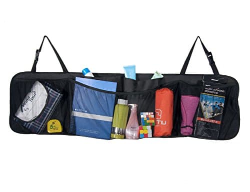 Okeyn Car Backseat Organizer Multipurpose 5 Pockets Car Cargo Storage Bag Universal Design for SUV Van Truck (Large Size Black)