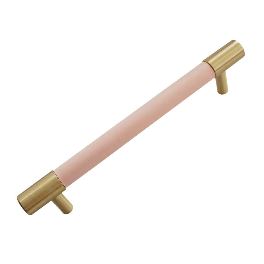 LBFEEL3.78" 5" Modern Pink Leather Brass Drawer Pull Handle Kitchen Cabinet Door Knob Cupboard Pull Handle Hardware 96 128mm (5" Hole Centers)