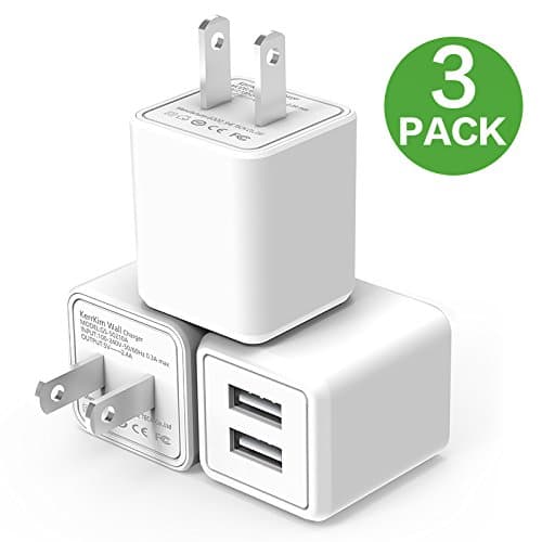 USB Wall Charger,Dual Port Rapid Speed Compact Universal USB Power Adapter Wall Charger Compatible with Apple iPhone X/ 8/ 8 Plus/ 7/ 7 Plus/ Samsung Galaxy/ Nexus/ LG/ HTC & more White (3-PACK)