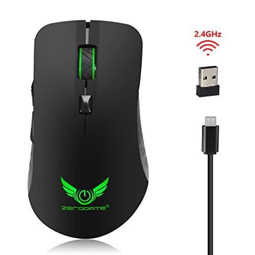 Rechargeable Optical USB Wireless Mouse - Povee GM04 Ergonomic Mice with 6 Buttons 7 Colorful Breathing Light for Laptop mac and pc Computer