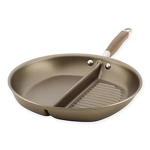 Anolon® Advanced Umber 12.5-Inch Divided Grill and Griddle Skillet | 2 Bronze Tone Nonstick Coating on the Exterior and Interior is Metal Utensil Safe