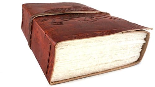 Thick Leather Journal Diary Notebook Elephant Embossed 8" x 6" Hand Torn Deckle Paper 200 Sheets