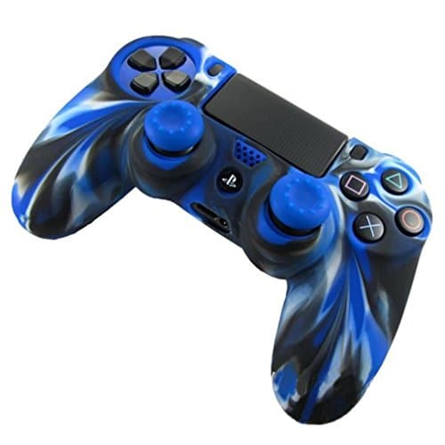 Soft Silicone Thicker Half Skin Cover for Playstation PS4 Controller Emubody Anti-slip Soft Camouflage Silicone Case (for Playstation PS4 Controller, Blue)