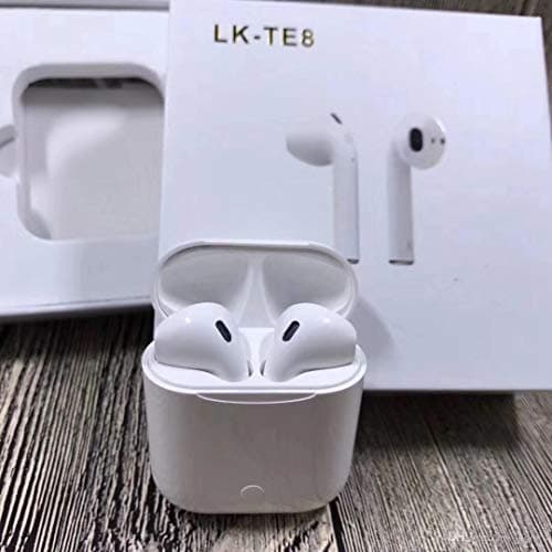 Mobias Retails Apple iPhone 6 / 6S / 7 / 7S Compatible Dual Use Airpods Wireless Earphones Kit LK -TE8 with Mic Built-in Charging Case Earbuds for iPhone Android PK i9s i7s