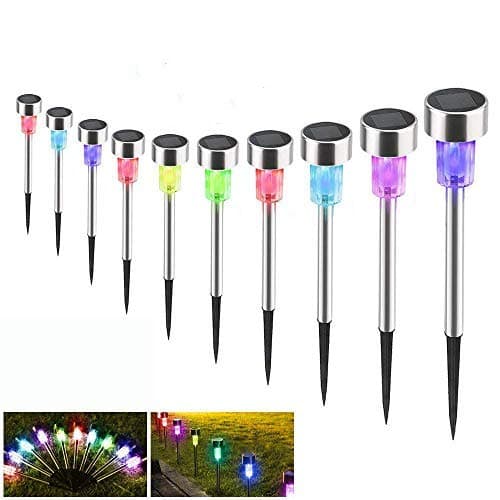 Solar Lights Outdoor Colour Changing Waterproof 10 Pack Walkway Pathway Solar Lights Garden Colour Changing Solar Powered (10-Pack Colorful Solar Light)