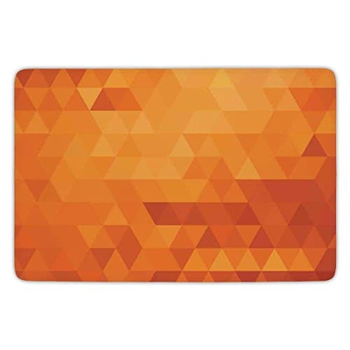 Bathroom Bath Rug Kitchen Floor Mat Carpet,Burnt Orange,Triangle Mosaic Shaded Shapes and Patterns Abstract Digital Pixel Decorative Home Decorative,Burnt Orange,Flannel Microfiber Non-slip Soft Absor