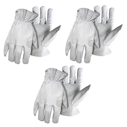 3 Pack Boss 6061 Premium Grain Goatskin Leather Work/Drivers Glove with Keystone Thumb Sizes M-XL (Large)
