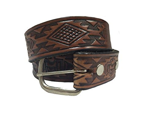 Killer Hats Uncut Brown Solid Leather Name Belt with Southwestern Print Detail