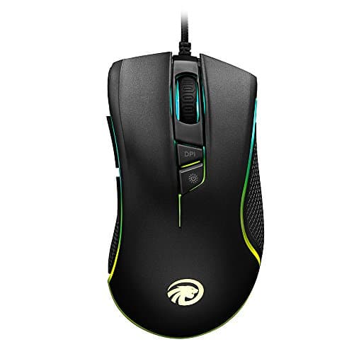 Gaming Mouse with RGB Backlit, Optical Ergonomic USB Wired Gaming Mice with 6 Buttons 7 Shooting LED Colors for PC/Laptop/Desktop/Computer (F300Black)