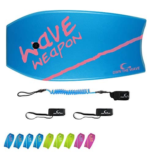 Own the Wave 'Wave Weapon' Body Board for All Wave Conditions - Lightweight with EPS Core HDPE Slick Bottom Body Boards for Beach with Wrist Leash and Plug for Kids and Adults
