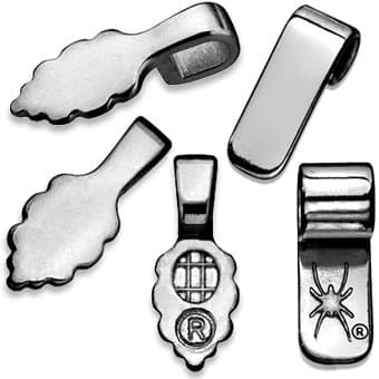 25 Small Bail Bundle. 20 Leaf & 5 Smooth 6mm Tube bails. Aanraku and Spider Glue on Silver Plated Bails. Great for Making Round and Straight Sided Wooden Tile & Dichroic Glass Jewelry Pendants.