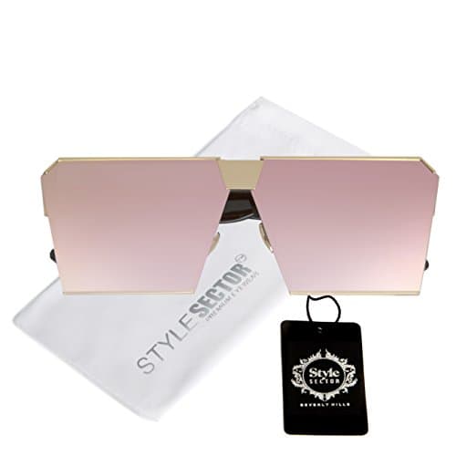 Oversized Square Sunglasses with Flat Top Metal Frame (PINK)