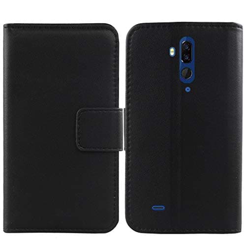 Gukas Design Genuine Leather Case for Ulefone Armor 5 5.85" Wallet Premium Flip Protection Cover Skin Pouch with Card Slot (Black)