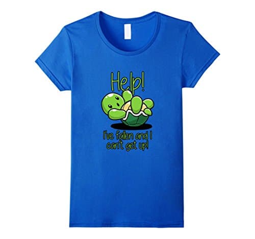 Women's Help I've Fallen And I Can't Get Up Turtle Lovers T Shirt Medium Royal Blue