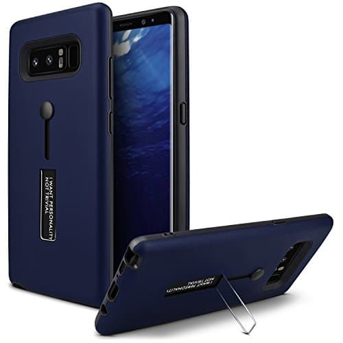 Samsung Galaxy Note 8 Case, MOMOTECH Premium 3 in 1 Slim Fit Galaxy Note 8 Case Finger Strap Holder Grip with Kickstand Support Wireless Chraging Shockproof Case for Samsung Galaxy Note 8 - Dark Blue