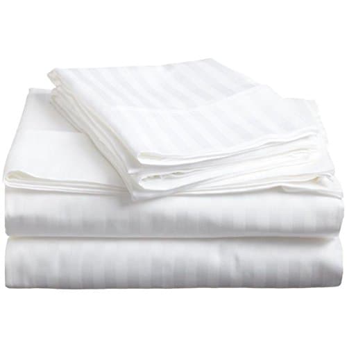 ACS Bedding 350-Thread-Count Egyptian Cotton Luxurious & Super Soft 1-PC Button Closure Duvet Cover Full/Double Striped White With Affordable Price