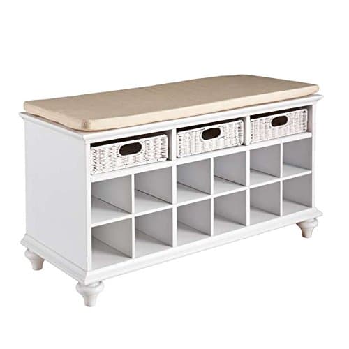 SEI BC4014 Chelmsford Entry Shoe Storage Organization Bench - White