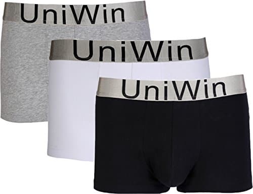 UNIWIN Men's 3 Pack Cotton Stretch Steel Micro Low-Rise Trunk Underwear Brief (M, Black White Grey)