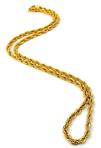 14k Solid Yellow Gold 1.5 mm Rope Twist Link Chain Necklace 22" Inches