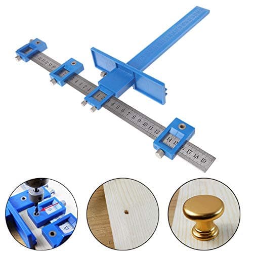 Pannow Adjustable Power Tools Punch Locator, Drill Punch Locator Drill Guide Sleeve Cabinet Hardware Jig/Template Wood Drawer Guide Drilling Dowelling for Installation of Handles