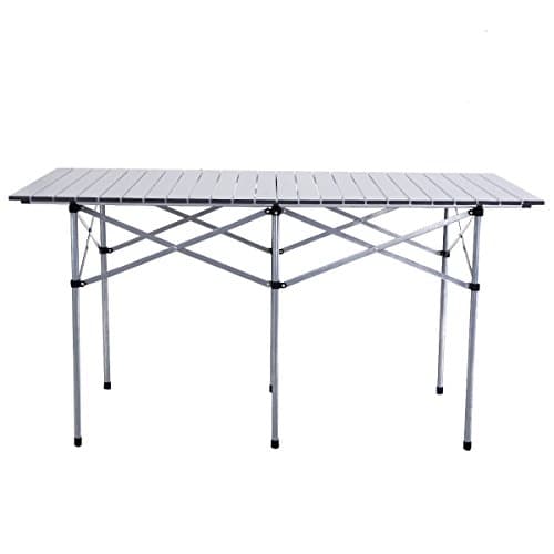 55" Roll Up Folding Camping Square Aluminum Picnic Table w/Bag