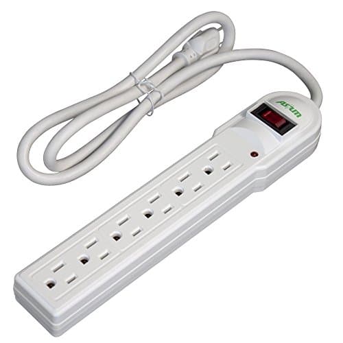 Asium Power Strip Surge Protector 6 Outlet White with Led Indicator 125 V/15a/1875w