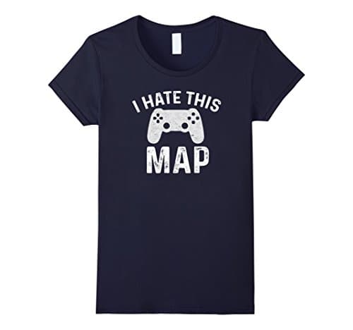 Women's The Official "I HATE THIS MAP" Funny Video Game T-shirt Large Navy