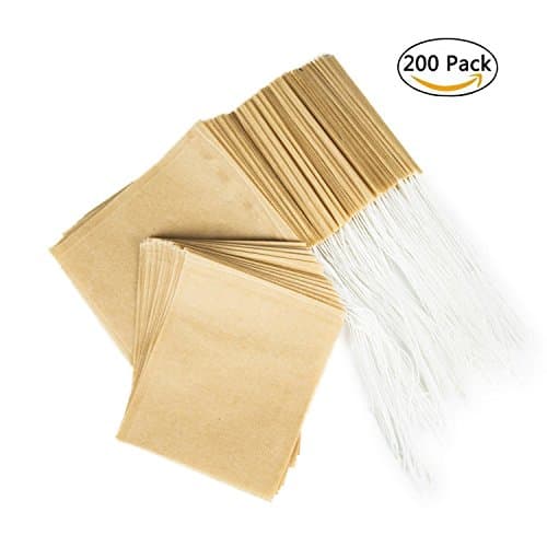 200 Pcs Tea Filter Bags, Disposable Tea Infuser, Safe & Natural Material, 1-Cup Capacity, Drawstring Empty Bag for Loose Leaf Tea