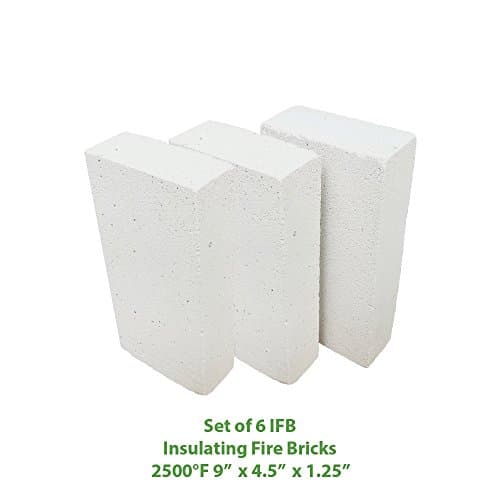 Insulating Firebrick 9" x 4.5" x 1.25" IFB 2500F Set of 6 Fire Brick For Pizza Ovens, Kilns, Fireplaces, Forges