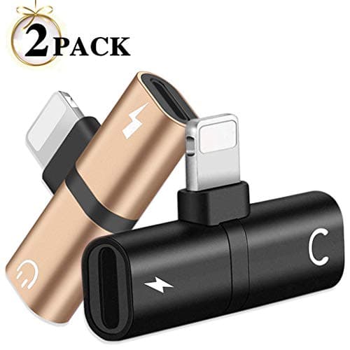 Accessories for iPhone Adapter for iPhone 8 Adapter Headphone Adapter for iPhone Dongle for iPhone X/XS/XR/7/7 Plus Dual Ports Splitter Music+Charge+Call+Volume Control for iPhone Cable 【2Pack】 iOS13