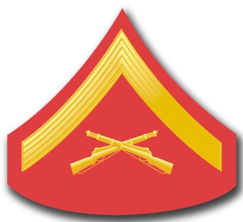 US Marine E-3 Lance Corporal Red/Gold Chevron Rank Insignia Decal Sticker 3.8"